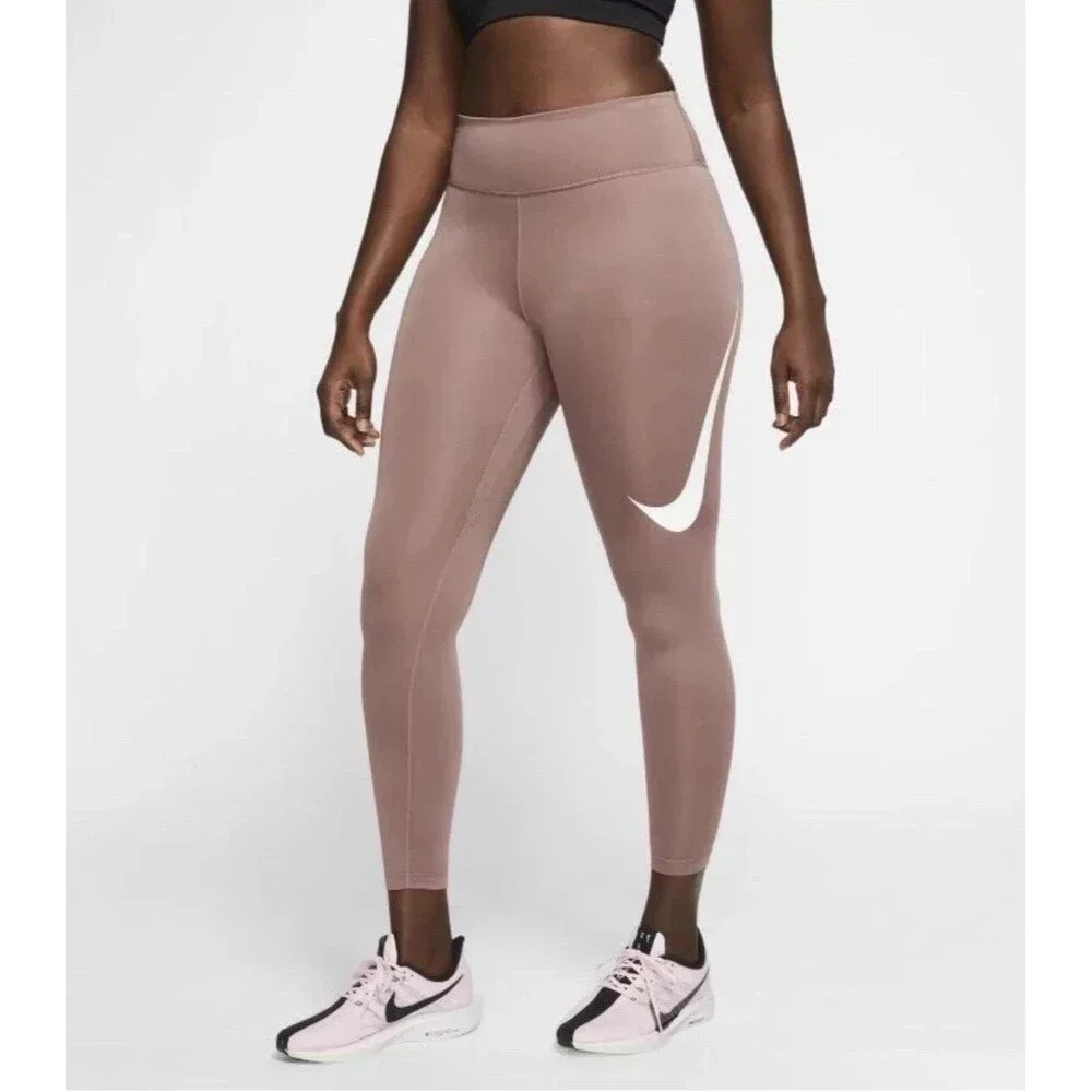 Nike Women 7/8 Running Leggings Dri-Fit Large Purple DB4374-298 Dusty Rose NWOT